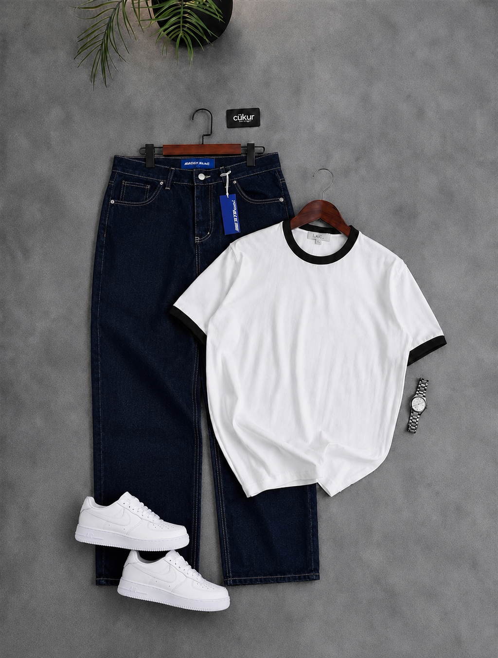 Ensemble ringer shirt baggy brut premium