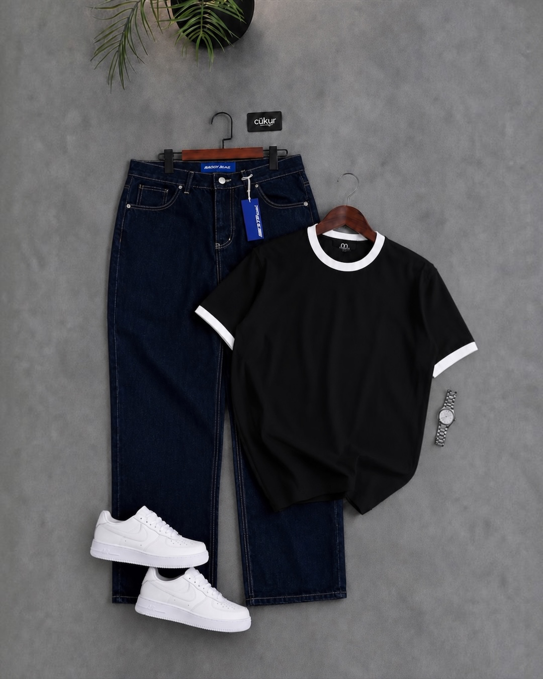 Ensemble ringer shirt baggy brut premium